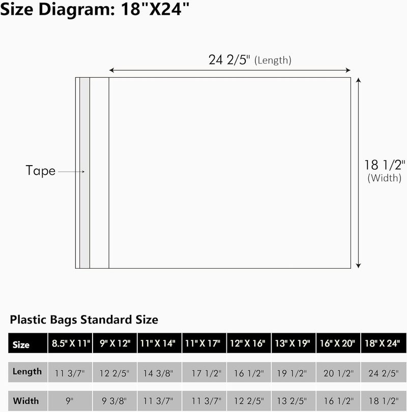 Somime 50 Pack Acid-Free Crystal Clear Sleeves Storage Bags for 18x24 Art Prints/Pictures/Photos/Framing Mat Mattes (Bag Size: 18 1/2" x24 2/5") - Image 2